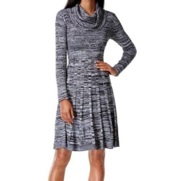 Calvin Klein Dresses & Skirts - Calvin Klein Gray Cowl Neck Pleated Sweater Dress Medium